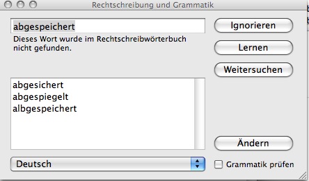 Korrekturvorschläge aus dem Mac-Wörterbuch